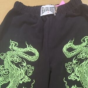Black and Green Dragon Print Joggers